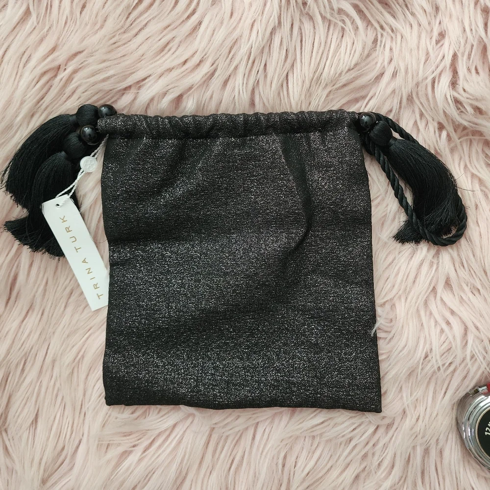 Trina Turk Tassel Pouch evening bag purse shimmer sequin floral beaded